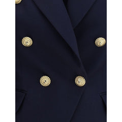 Balmain Blue Fleece Wool Blazer