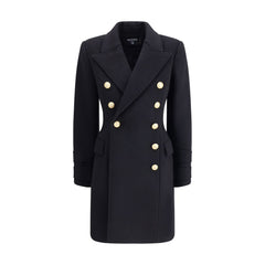 Balmain Black Fleece Wool Coat