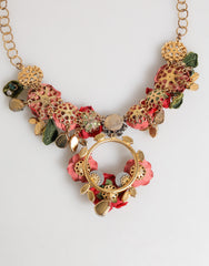 Dolce & Gabbana Red Rose Floral Crystal Embellished Statement Jewelry Necklace
