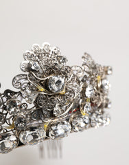 Dolce & Gabbana LED Crystal Embellished Silver Floral Filigree Crown Tiara