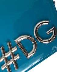 Dolce & Gabbana Blue Patent Leather Hashtag DG Shoulder Chain Flap Bag