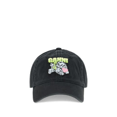 Ganni Black Cotton Cap (Baseball Hat)