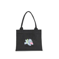 Ganni Black Cotton Shoulder Bag