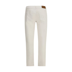 Brunello Cucinelli White Cotton Slim Fit Jeans
