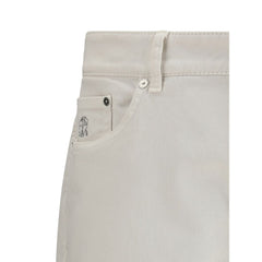 Brunello Cucinelli White Cotton Slim Fit Jeans