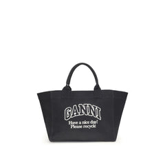 Ganni Black Cotton Shoulder Bag