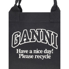 Ganni Black Cotton Shoulder Bag