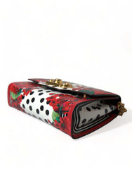 Dolce & Gabbana Red Floral Polka Dot Print Leather Chain DG Logo Shoulder  Bag