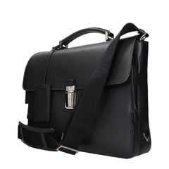 Prada Black Leather Business And Laptop Bags