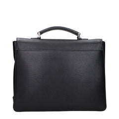 Prada Black Leather Business And Laptop Bags