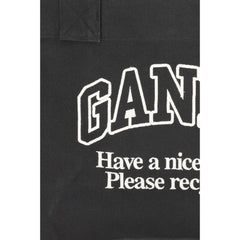Ganni Black Cotton Shoulder Bag