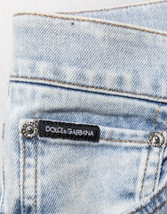 Dolce & Gabbana Light Blue Distressed Slim Fit Ripped Denim Jeans