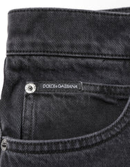 Dolce & Gabbana Black Denim Wide Leg Relaxed Fit Pants Jeans