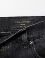 Dolce & Gabbana Black Denim Wide Leg Relaxed Fit Pants Jeans