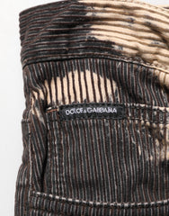 Dolce & Gabbana Beige Black Corduroy Tie-Dye Cotton Blend Pants
