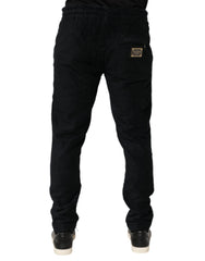 Dolce & Gabbana Black Cotton Logo Men Jogger Sweatpants Pants