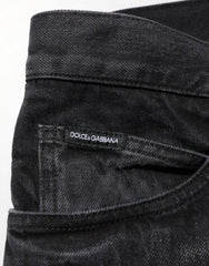 Dolce & Gabbana Black Washed Cotton Skinny Men Denim Jeans