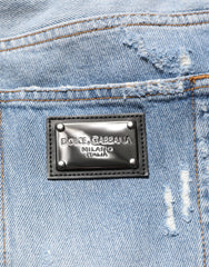 Dolce & Gabbana Blue Distressed Ripped Denim Pants Jeans