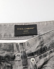 Dolce & Gabbana Black Grey Graphic Print Denim Pants Jeans