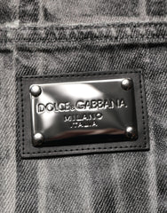 Dolce & Gabbana Black Grey Graphic Print Denim Pants Jeans