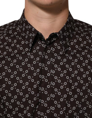 Dolce & Gabbana BrownFloral Collared GOLD Formal Dress Shirt