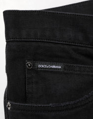 Dolce & Gabbana Black Cotton Regular Denim Men Trouser Jeans