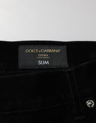 Dolce & Gabbana Black Cotton Slim Fit Denim Trouser Jeans