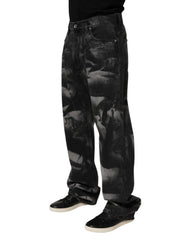 Dolce & Gabbana Black Marbled Effect Straight Men Denim Jeans