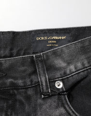 Dolce & Gabbana Black Marbled Effect Straight Men Denim Jeans