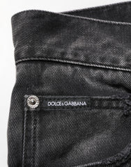 Dolce & Gabbana Black Marbled Effect Straight Men Denim Jeans