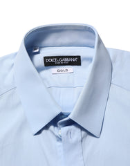 Dolce & Gabbana Light Blue Cotton GOLD Formal Men Dress Shirt