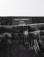 Dolce & Gabbana Black Washed Ripped Loose Cotton Denim Jeans