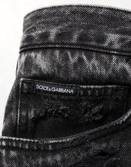 Dolce & Gabbana Black Washed Ripped Loose Cotton Denim Jeans