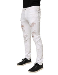 Dolce & Gabbana White Distressed Ripped Denim Trouser Jeans