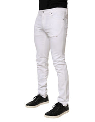 Dolce & Gabbana White Ripped Cotton Skinny Men Denim Jeans