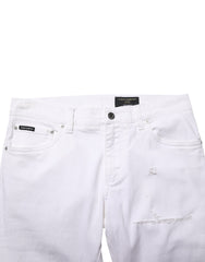 Dolce & Gabbana White Ripped Cotton Skinny Men Denim Jeans