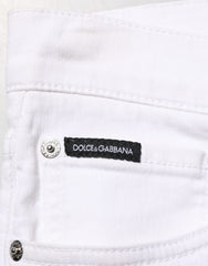 Dolce & Gabbana White Ripped Cotton Skinny Men Denim Jeans