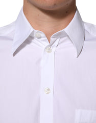 Dolce & Gabbana White Logo Plaque Collared Formal Dress  Shirt