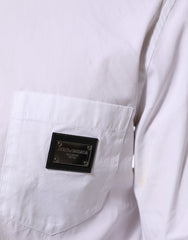 Dolce & Gabbana White Logo Plaque Collared Formal Dress  Shirt