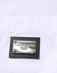 Dolce & Gabbana White Logo Plaque Collared Formal Dress  Shirt