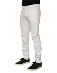 Dolce & Gabbana Off White Cotton Stretch Slim Fit Denim Jeans