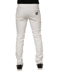 Dolce & Gabbana Off White Cotton Stretch Slim Fit Denim Jeans