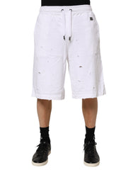 Dolce & Gabbana White Ripped Mid Waist Casual Bermuda Short