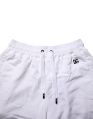 Dolce & Gabbana White Ripped Mid Waist Casual Bermuda Short