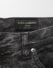 Dolce & Gabbana Black Cotton Mid Waist Denim Men Bermuda Short