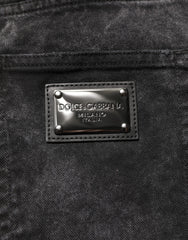 Dolce & Gabbana Black Cotton Mid Waist Denim Men Bermuda Short