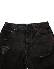 Dolce & Gabbana Black Cotton Tattered Denim Men Bermuda Short