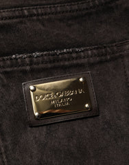 Dolce & Gabbana Black Cotton Tattered Denim Men Bermuda Short