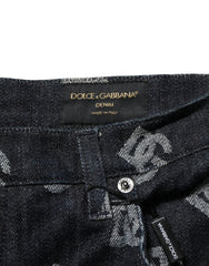 Dolce & Gabbana Black Monogram Denim Cargo Men Bermuda Short