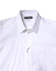 Dolce & Gabbana White Cotton Collared GOLD FormalDress Shirt